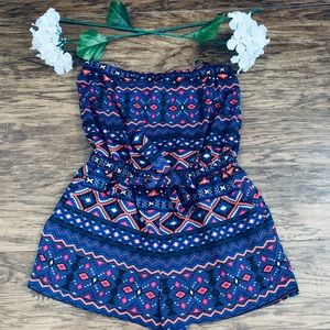 Forever 21 romper/Tie Knot blouse size large